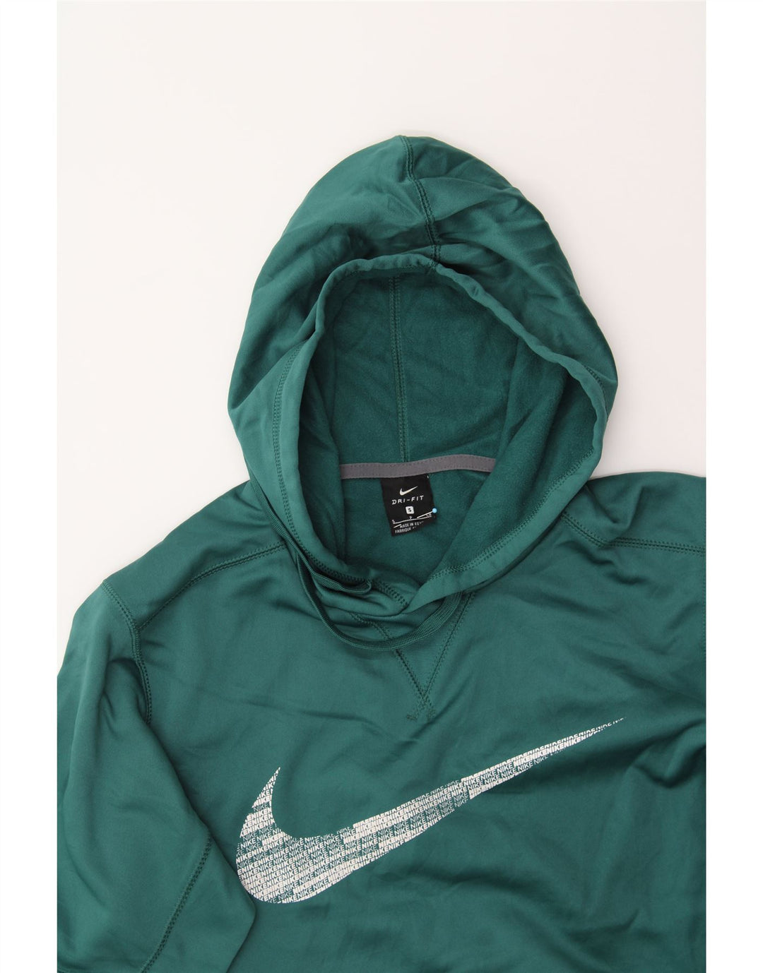 NIKE Mens Dri Fit Graphic Hoodie Jumper Small Green Polyester Vintage Nike and Second-Hand Nike from Messina Hembry 