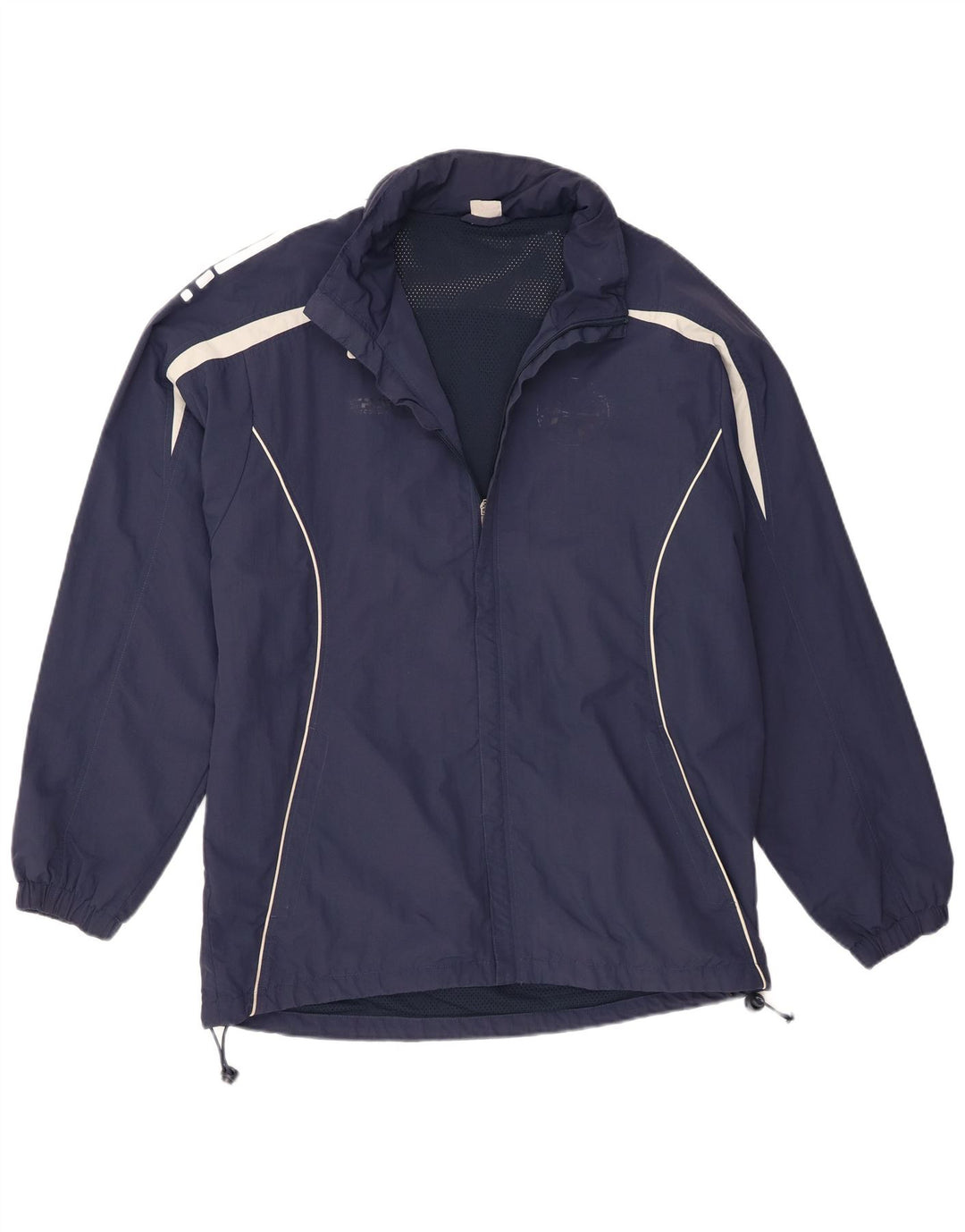 Мужская непромокаемая куртка с капюшоном Asics UK 40, большая, темно-синяя, нейлон с цветными блоками