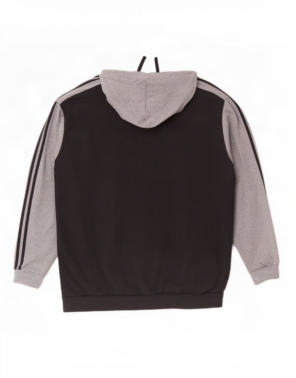 Мужской свитер с капюшоном на молнии Adidas 4XL, черный, хлопок с цветными блоками