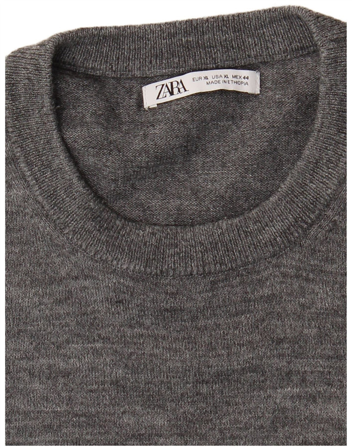 Мужской джемпер с круглым вырезом Zara XL, серый