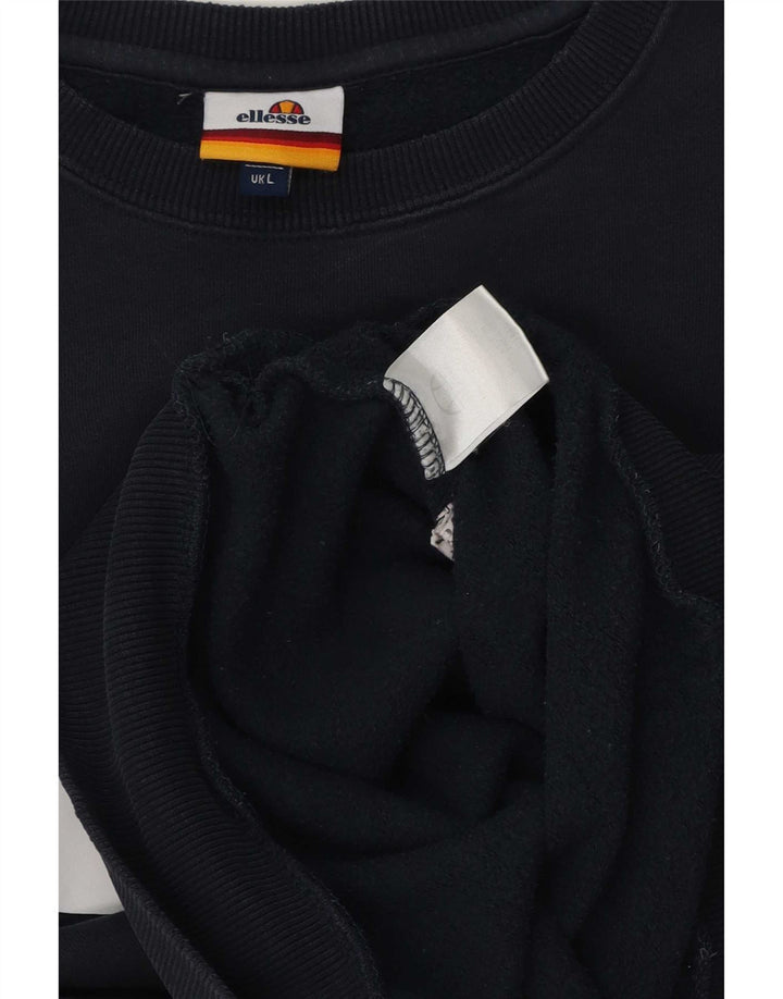 Ellesse Мужской свитшот с графическим рисунком, большой темно-синий хлопковый джемпер