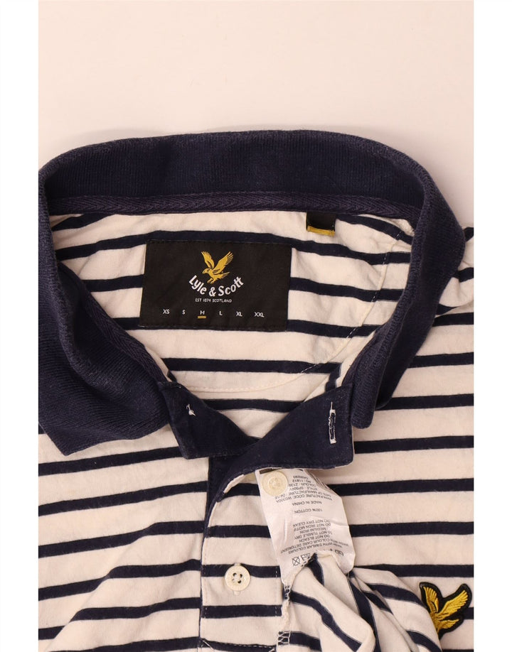 Мужская рубашка-поло для регби Lyle & Scott, хлопковая белая полоска среднего размера