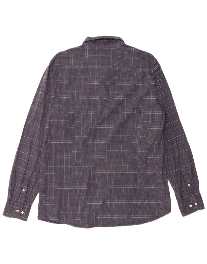 Мужская рубашка MASSIMO DUTTI XL, темно-синяя, хлопок с узором «гусиные лапки»