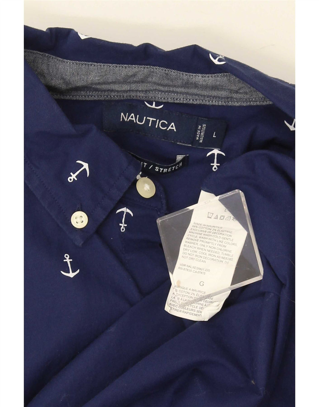 Мужская эластичная рубашка Nautica с коротким рукавом и абстрактным узором, большая темно-синяя