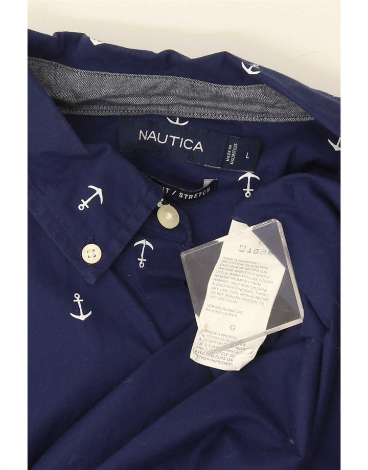 Мужская эластичная рубашка Nautica с коротким рукавом и абстрактным узором, большая темно-синяя
