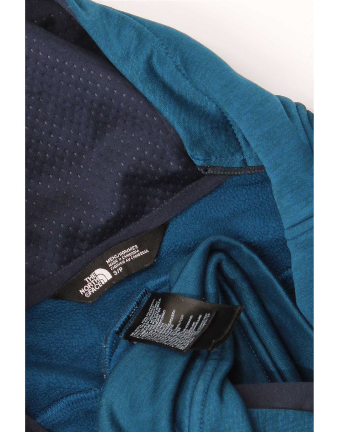 Мужской свитер с капюшоном на молнии The North Face, маленький синий, полиэстер с цветными блоками