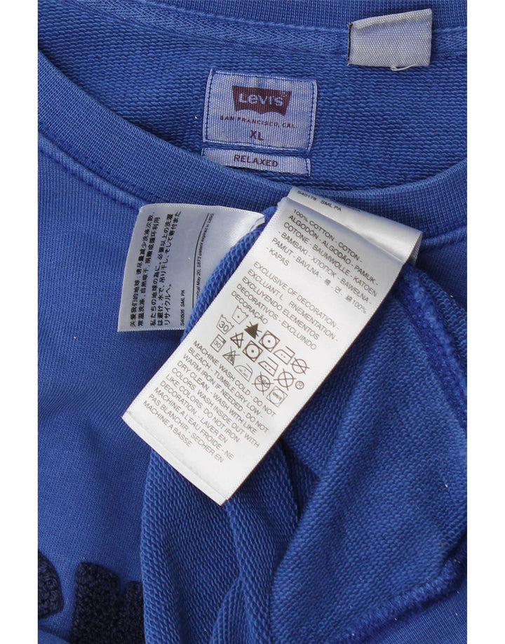 Мужской свободный свитшот с рисунком Levi's, XL, синий хлопок