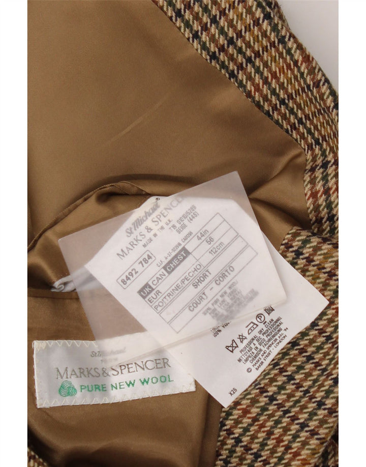 Мужской пиджак на двух пуговицах Marks & Spencer UK 44 2XL Коричневый с узором "гусиные лапки"