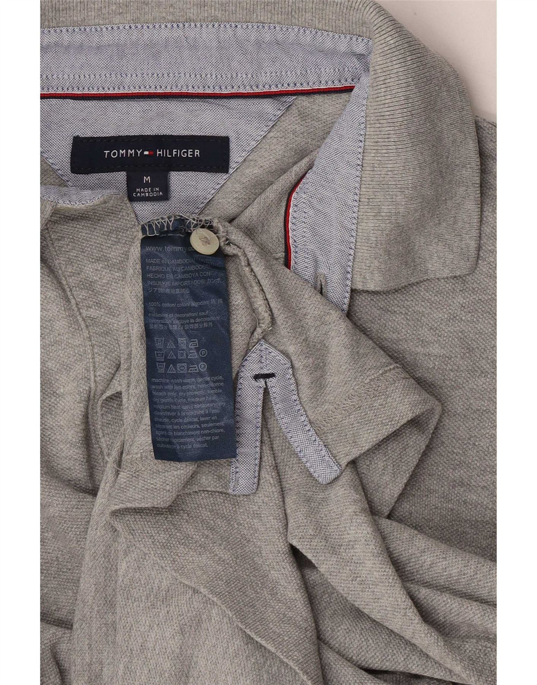 Мужская рубашка-поло Tommy Hilfiger из хлопка среднего серого цвета