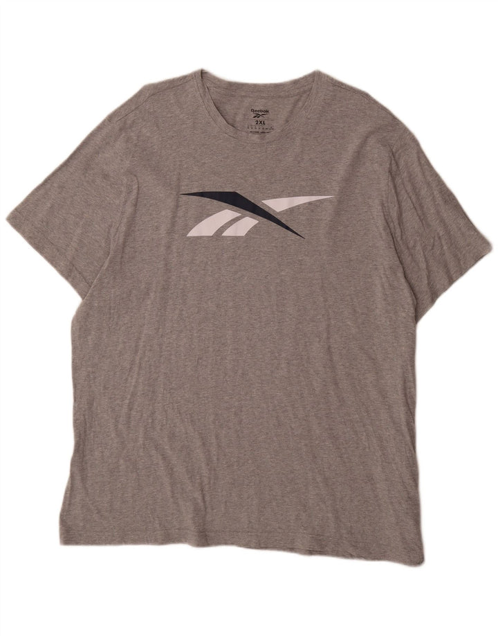 Мужская футболка с рисунком Reebok, 2XL, серая, хлопок