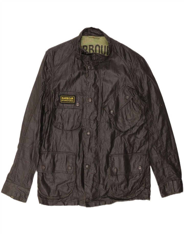 BARBOUR Mens Wax Utility Jacket UK 40 Large Black Polyurethane