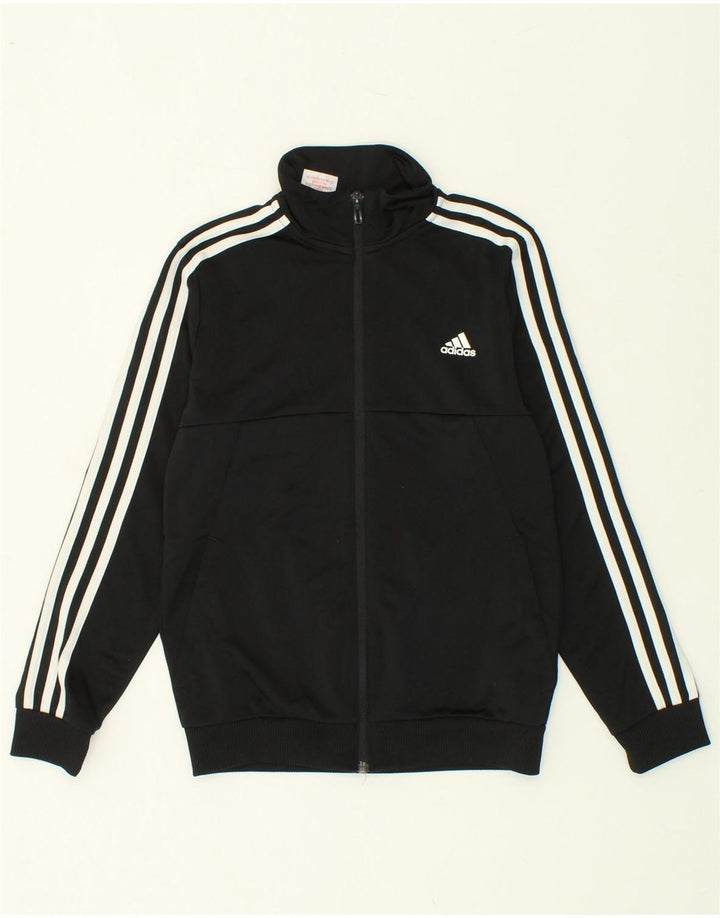 ADIDAS Boys Climalite Tracksuit Top Jacket 11-12 Years Black Polyester Vintage Adidas and Second-Hand Adidas from Messina Hembry 