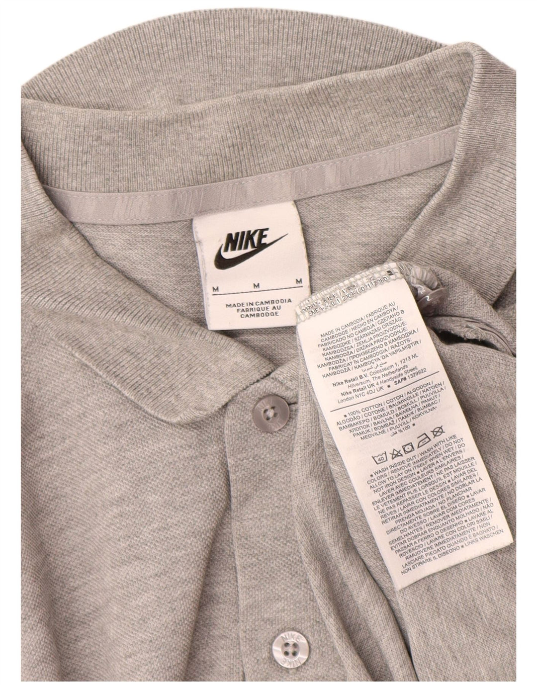 Мужская рубашка-поло Nike среднего серого цвета, хлопковая крапинка