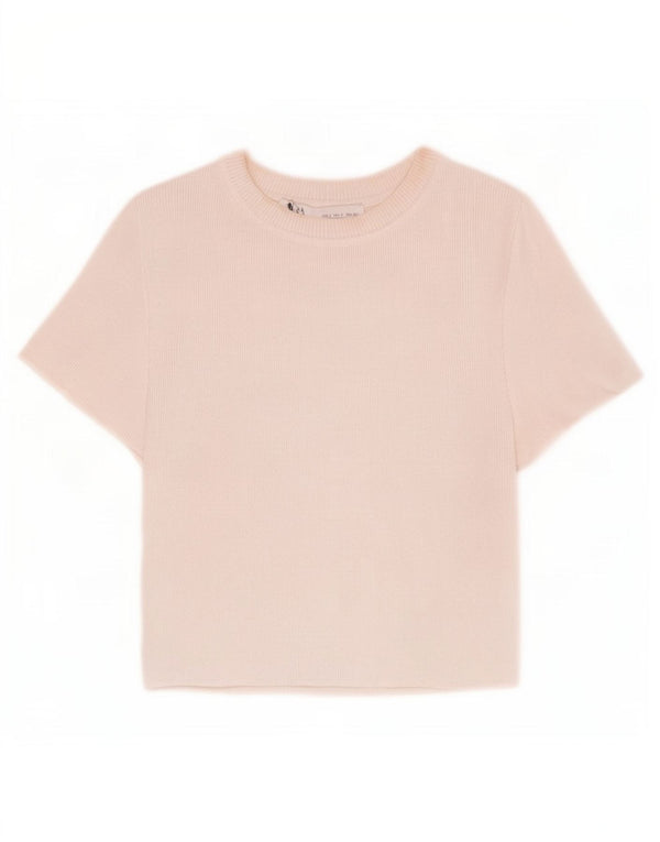 Женская укороченная футболка Zara UK 10, маленький белый из вискозы