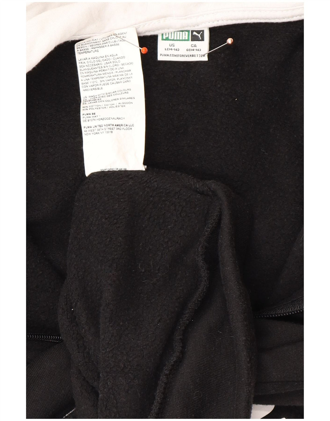 PUMA Boys Graphic Zip Hoodie Sweater 14-15 Years Large Black Colourblock