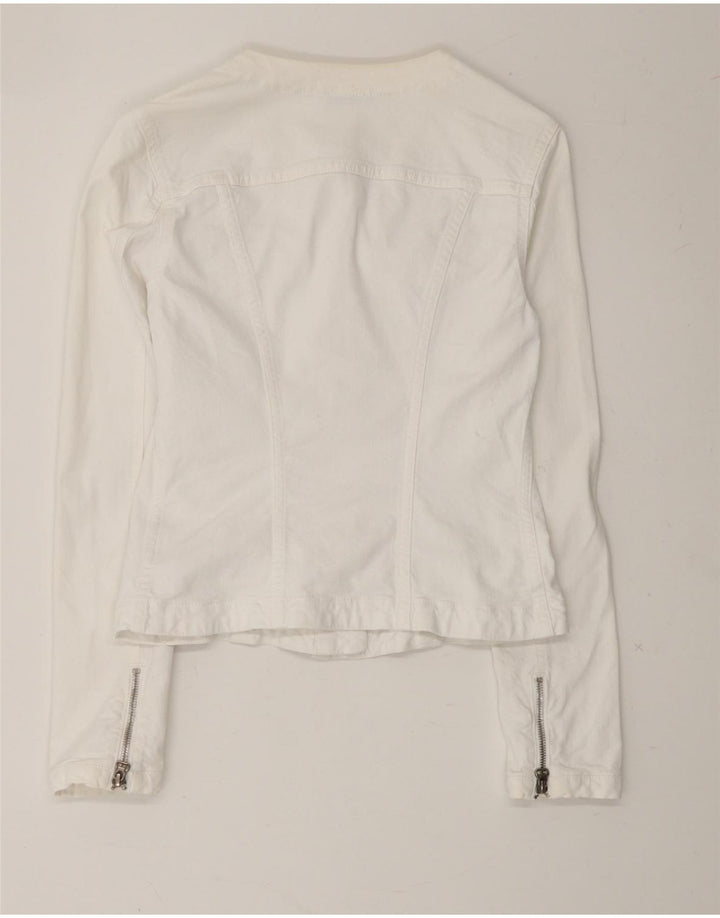 LIU JO Womens Crop Denim Jacket IT 40 Small White Cotton Vintage Liu Jo and Second-Hand Liu Jo from Messina Hembry 