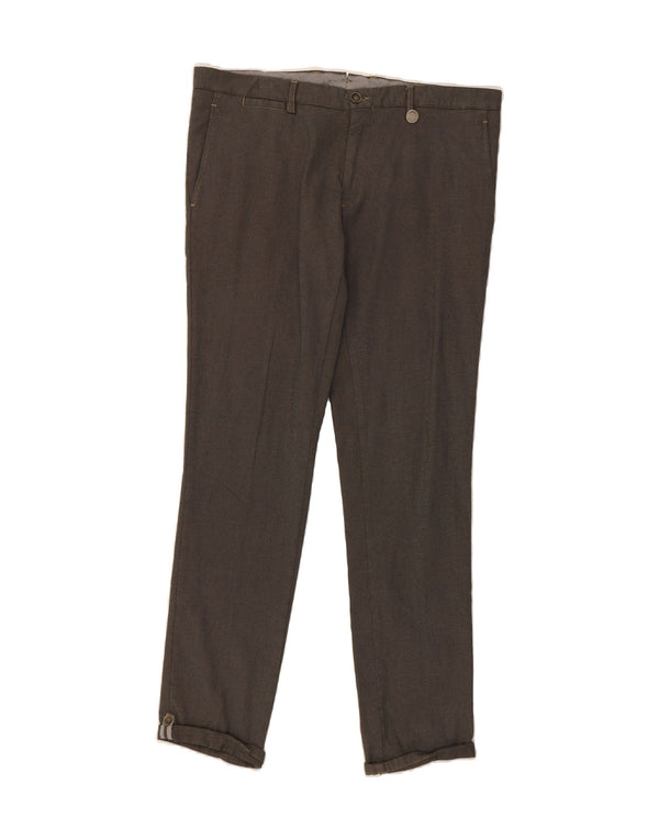 COVERI Mens Slim Chino Trousers IT 52 XL W37 L32 Brown Cotton