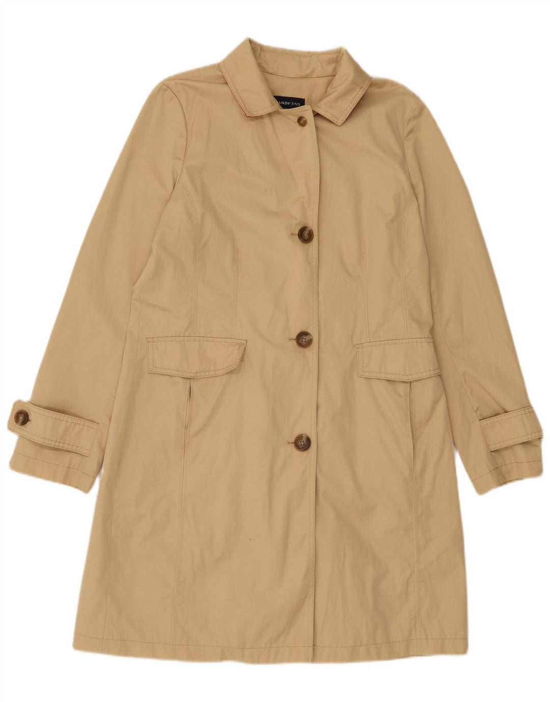 Женский тренч Lands End UK 10, маленький, бежевый, хлопок