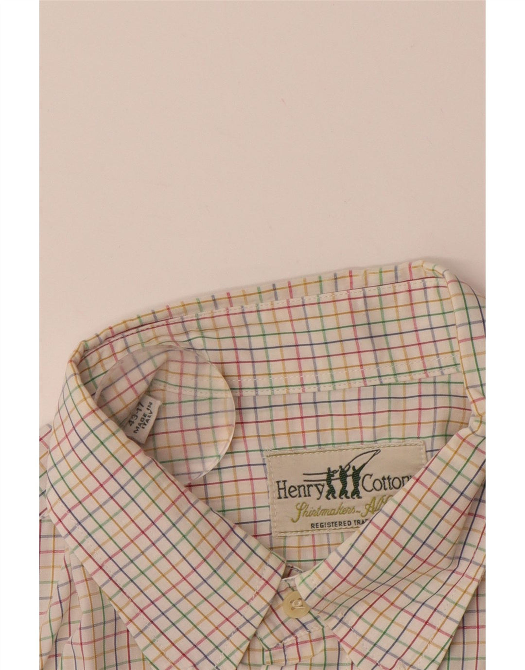 HENRY COTTONS Mens Shirt Size 17 43 XL Multicoloured Check Cotton