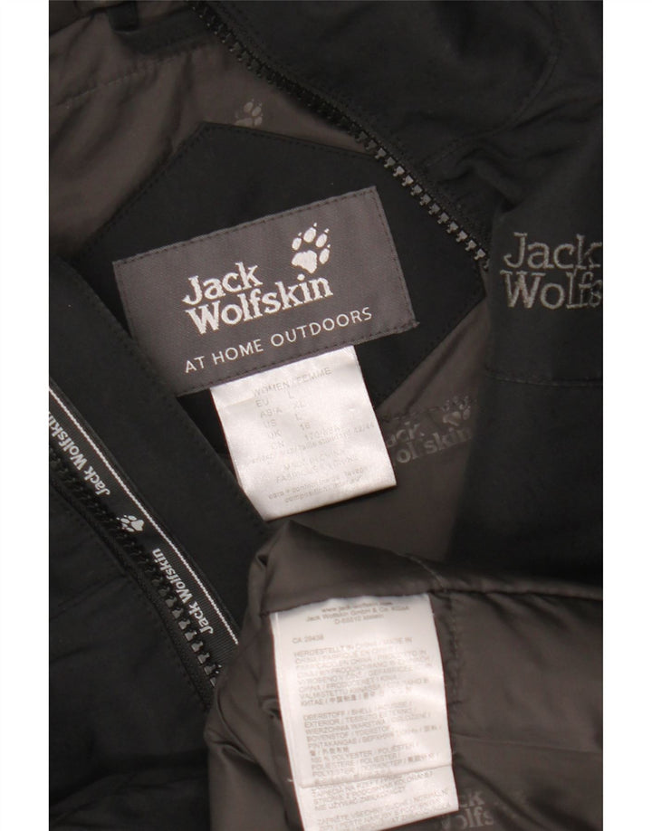 Женская ветровка с капюшоном Jack Wolfskin UK 16, большая черная полиэстер