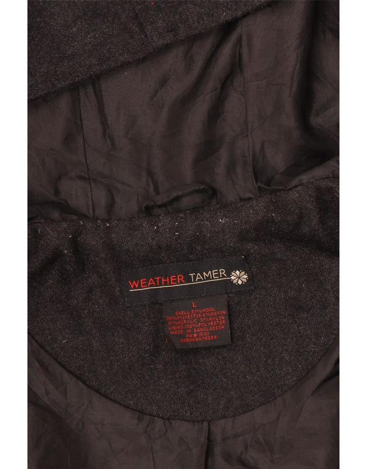 ВИНТАЖНАЯ женская дафлкот с капюшоном UK 16, большая серая шерсть