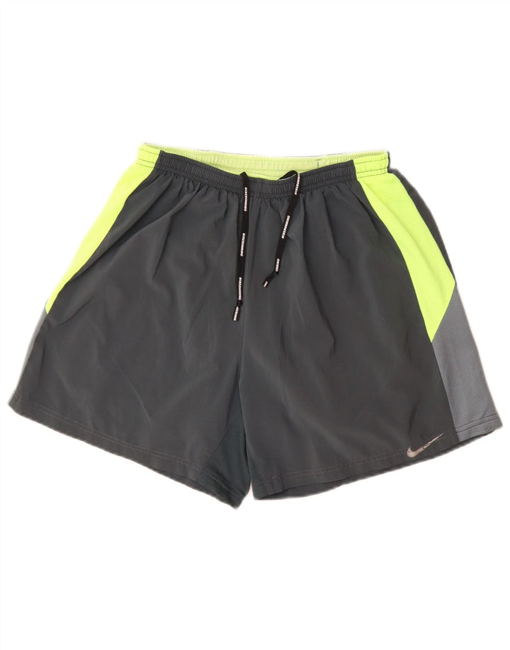 Мужские спортивные шорты Nike Dri Fit среднего серого цвета с цветными блоками