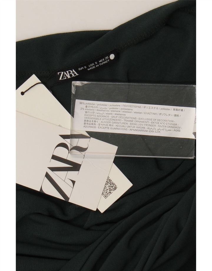Женский асимметричный топ на одно плечо Zara UK 10, маленький зеленый полиэстер