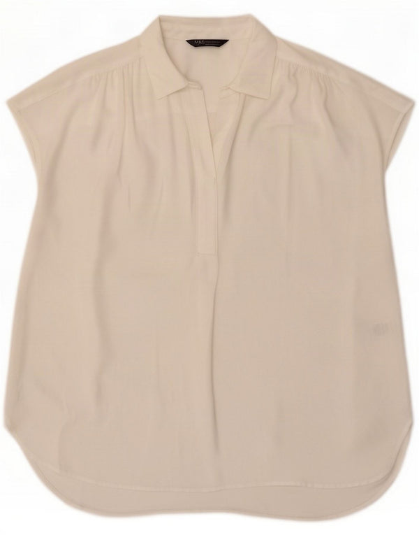 Marks & Spencer Womens Blouse Top UK 14 Large White Polyester
