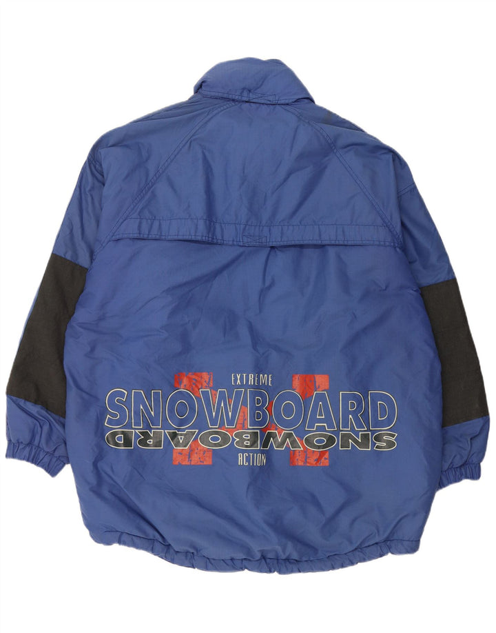 Винтажная мужская лыжная куртка с графическим рисунком UK 42 XL, синяя из полиамида