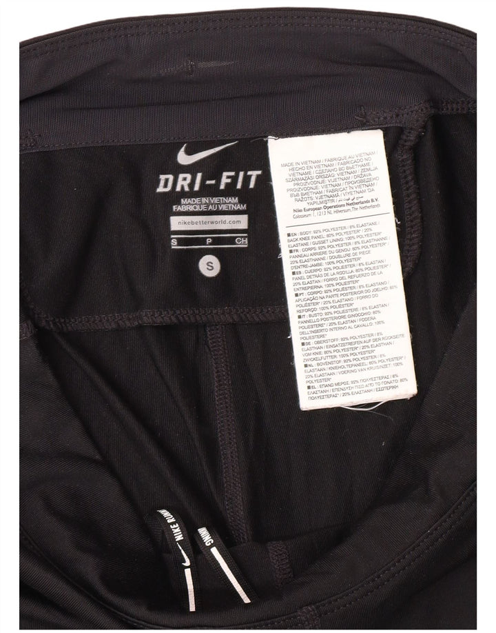Женские капри Nike Dri Fit UK 10, маленькие черные спортивные леггинсы из полиэстера