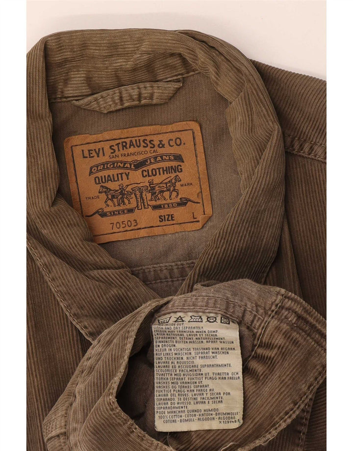 Женская вельветовая куртка Levi's UK 40, большой размер, коричневый хлопок