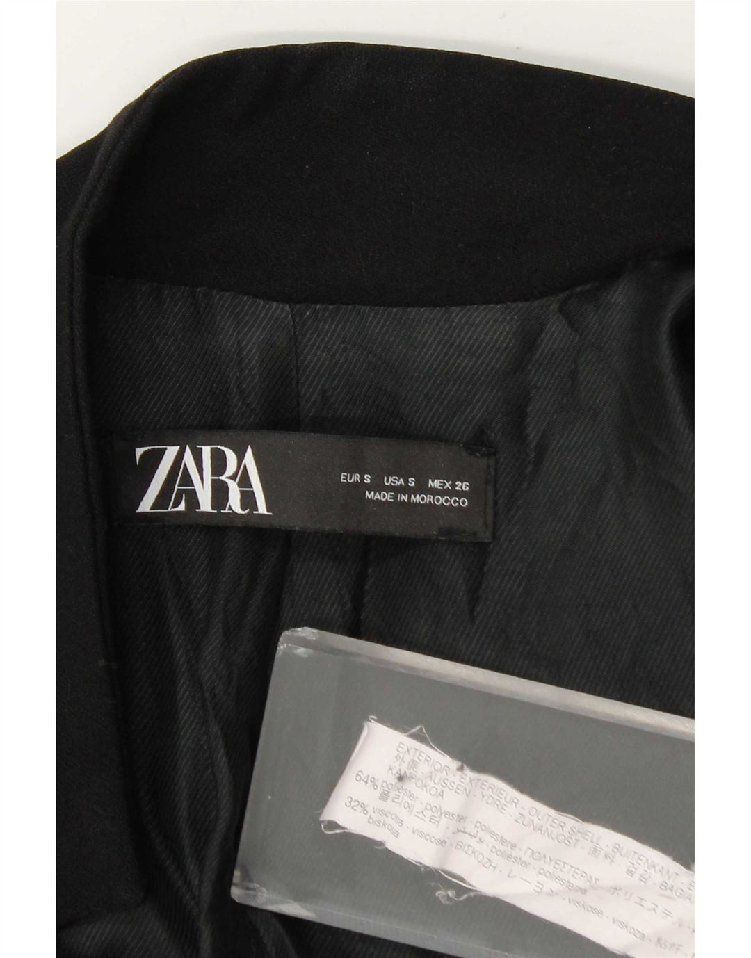 Женский удлиненный пиджак Zara UK 10, маленький черный полиэстер