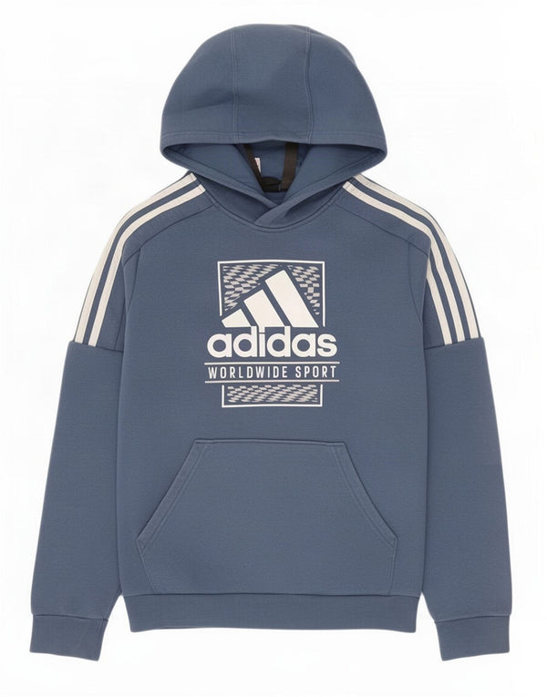 Джемпер с капюшоном Adidas для мальчиков 13-14 лет, синий хлопок