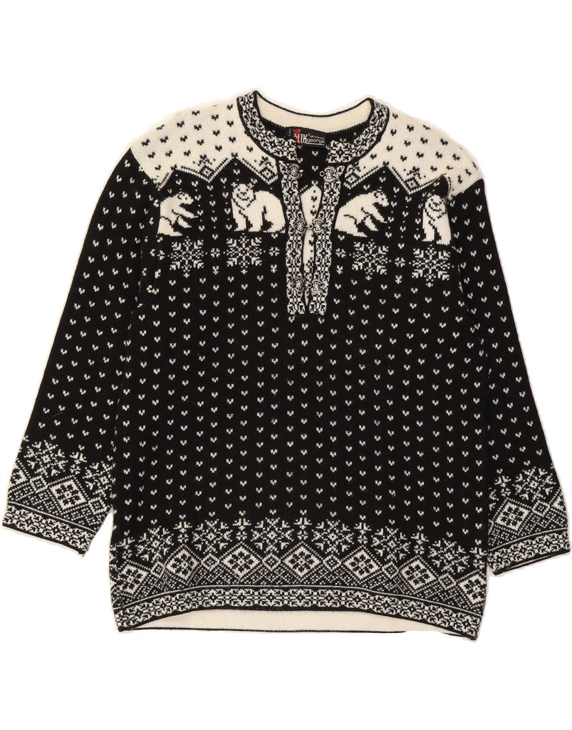 NIK GEORGE Womens Crew Neck Jumper Sweater UK 16 Large Black Winter Vintage Nik George and Second-Hand Nik George from Messina Hembry 