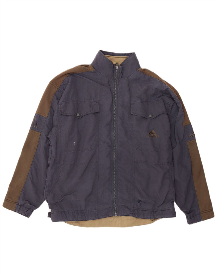 Мужская куртка-бомбер Adidas UK 40/42, средний темно-синий, полиэстер с цветными блоками