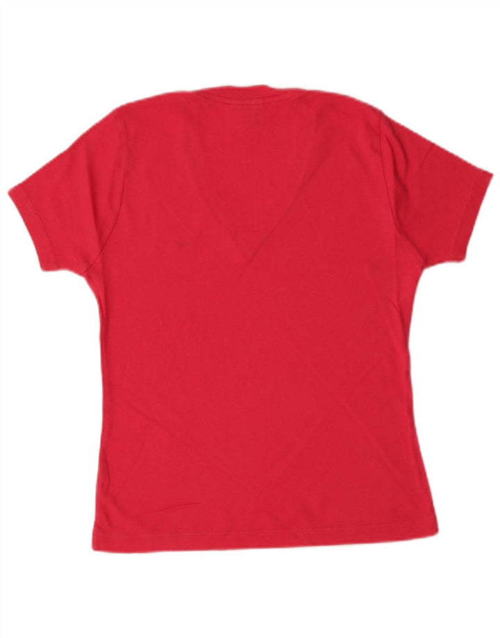 LACOSTE Женская футболка, размер 42, большая, розовая, хлопок