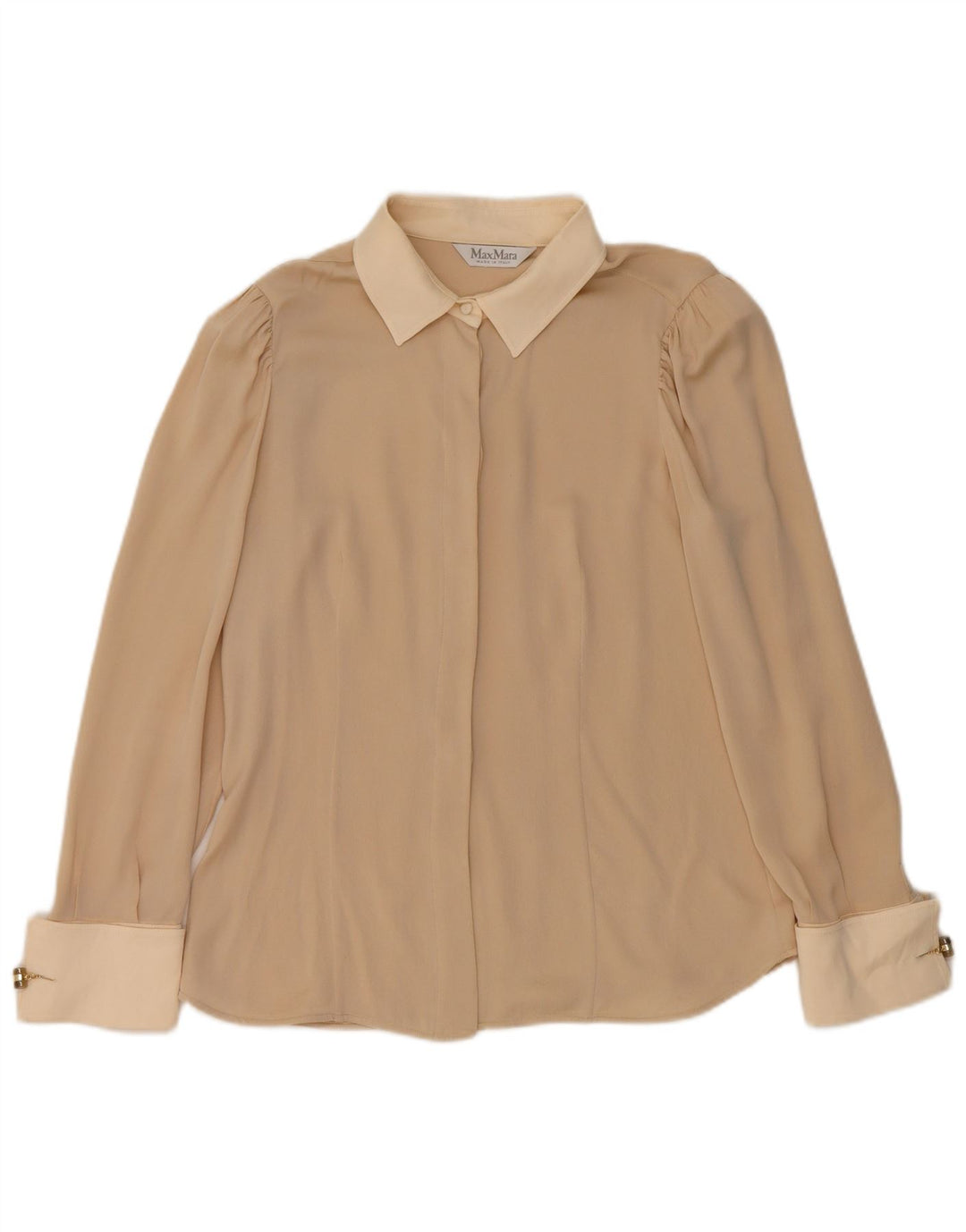 Женская блузка-рубашка Max Mara UK 10, маленькая, бежевая, цветной блок