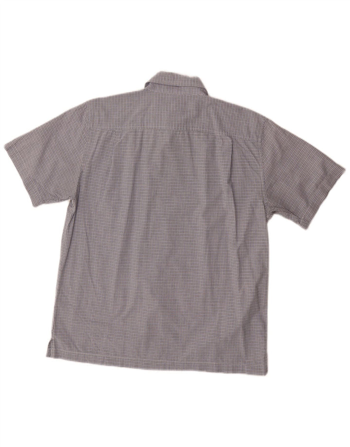 DOCKERS Мужская рубашка с коротким рукавом, хлопковая синяя клетка среднего размера