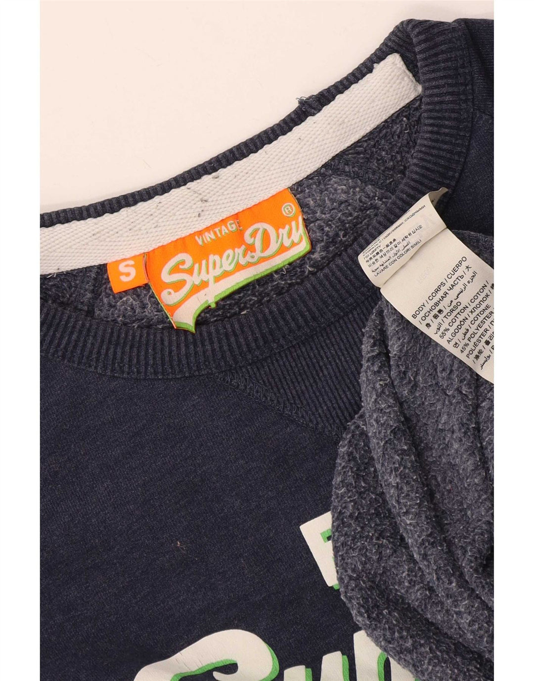Мужской свитшот с графическим рисунком Superdry, маленький темно-синий, хлопковый