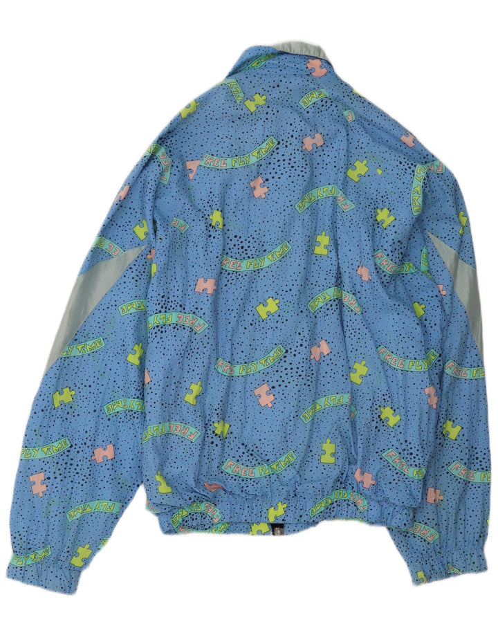 Винтажный женский спортивный костюм оверсайз, верхняя куртка, Великобритания, 22, 3XL, синий с геометрическим рисунком