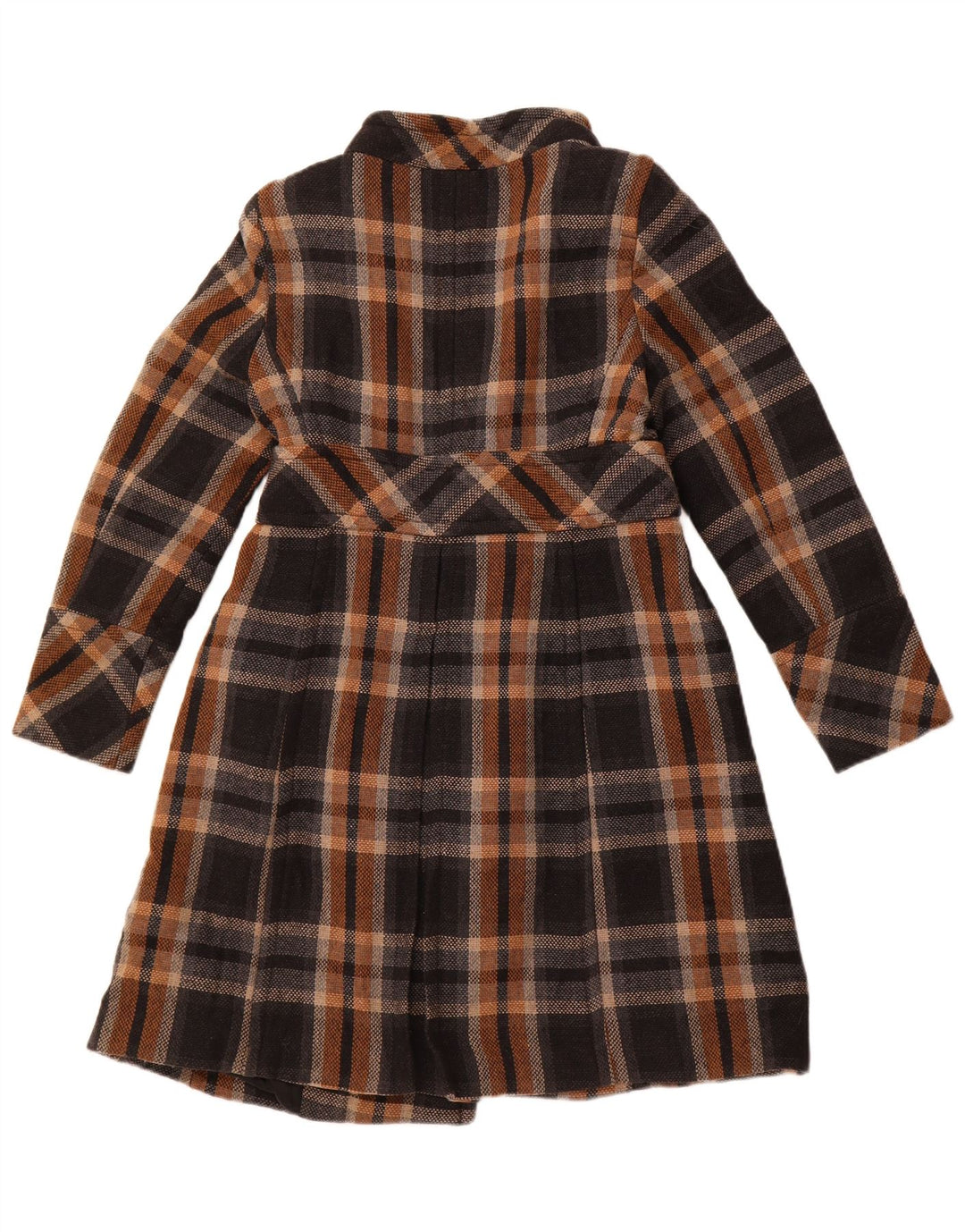 Женское двубортное пальто ZARA UK 14, большой черный акрил в клетку