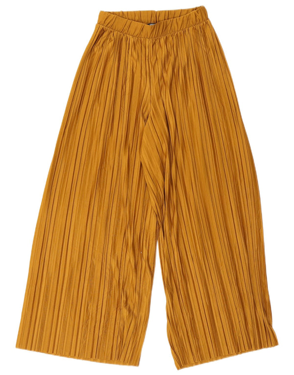 Женские укороченные широкие брюки Zara, маленькие W26 L23, бежевый полиэстер