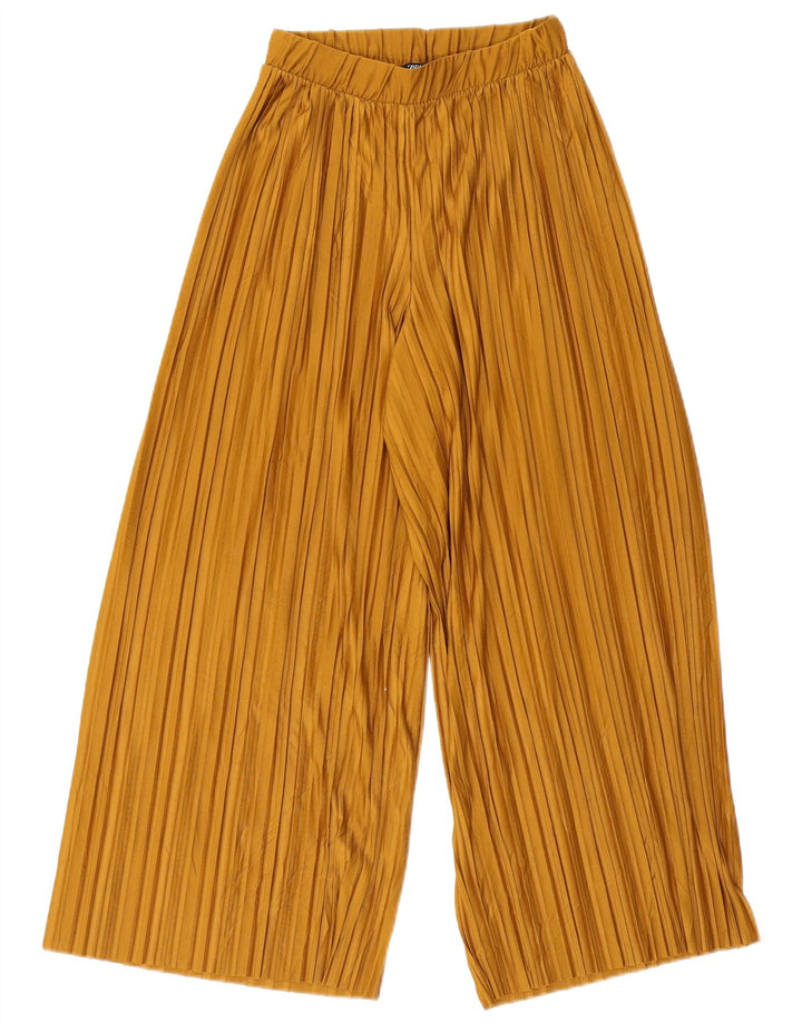 Женские укороченные широкие брюки Zara, маленькие W26 L23, бежевый полиэстер