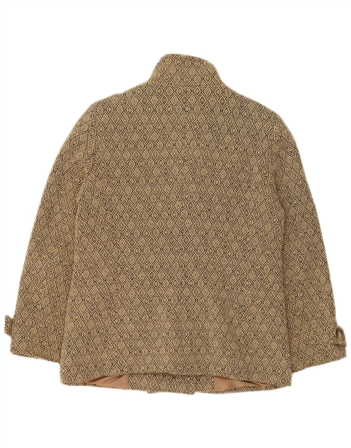 Винтажное женское полупальто UK 12, средний бежевый цвет Argyle/Diamond New Wool