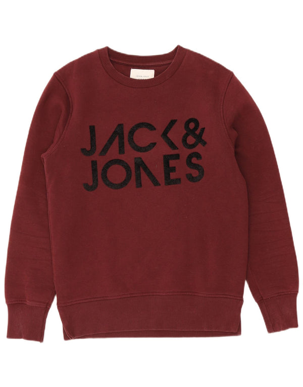 Мужской свитшот с рисунком Jack & Jones, маленький бордовый хлопковый джемпер