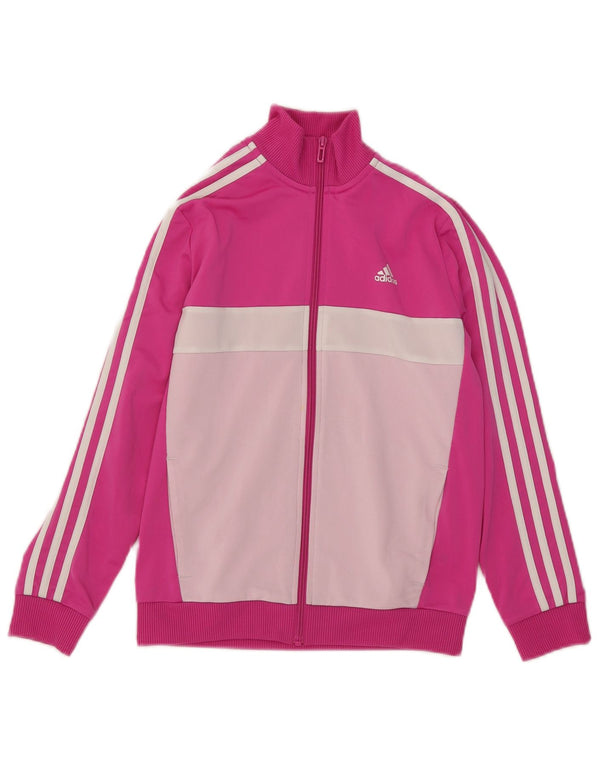 Спортивный костюм Adidas для девочек, верхняя куртка 11-12 лет, розовая с цветными блоками