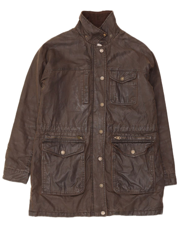 Женская куртка оверсайз из вощеного хлопка FAT FACE, размер UK 10, маленький коричневый хлопок