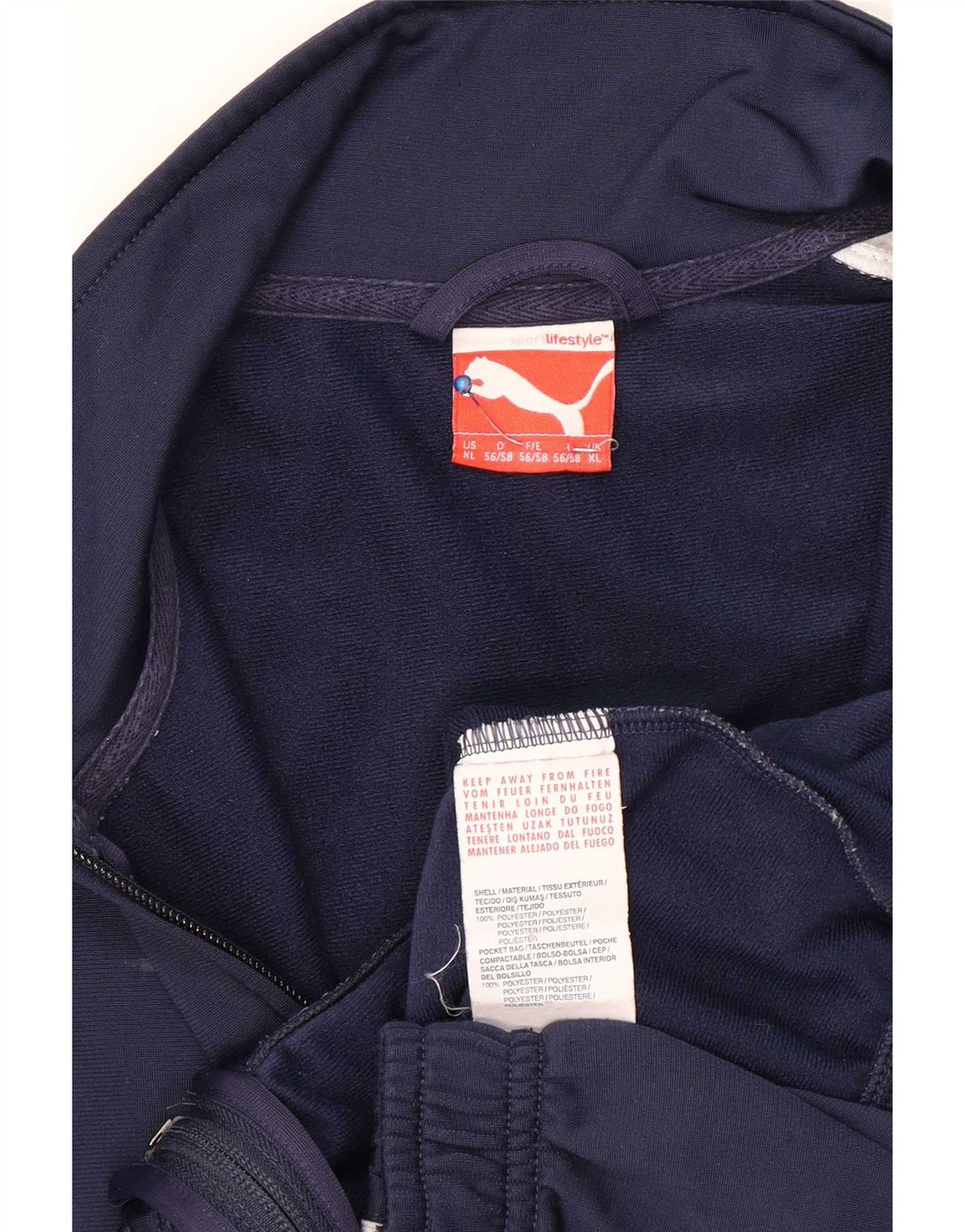 Мужской спортивный костюм Puma, верхняя куртка XL, темно-синий, полиэстер с цветными блоками