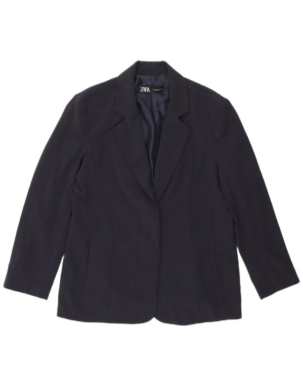 Женский пиджак Zara UK 18 XL, темно-синий, полиэстер