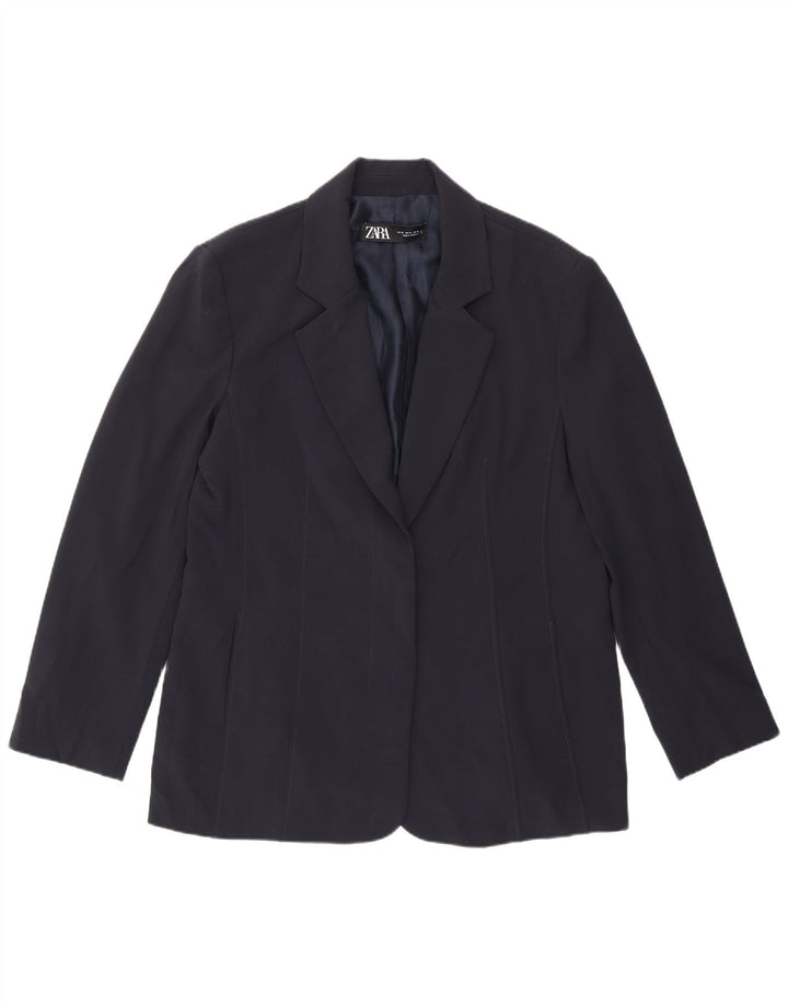 Женский пиджак Zara UK 18 XL, темно-синий, полиэстер